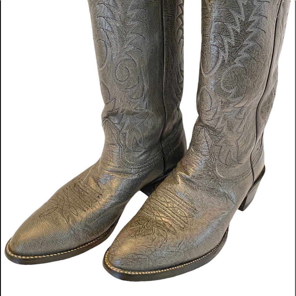 NOCONA GRAY WESTERN COWBOY BOOTS 8 E C017c Made in USA